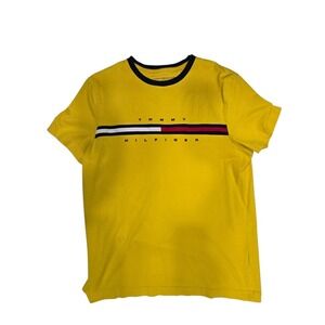 Tommy Hilfiger T-Shirt Men's Medium Regular Fit Cotton Signature Stripe Logo Tee